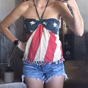 Red, White, and Blue Themed Halter Top